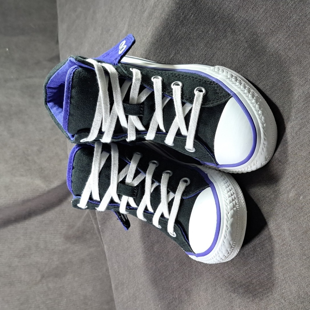 Converse Chuck Taylor All Star Black Royal Blue Fold Down Sneakers VG- US 13